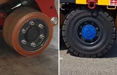 Ruote del carrello pianale AGV per movimentazione automatizzata di carichi ingombranti